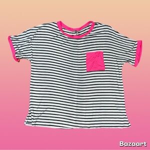 Sew in Love Striped Pink Trim Top